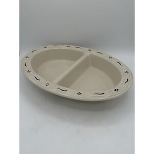 Longaberger Woven Traditions Classic Blue Oval Divided Dish Bowl 13.5"USA MADE!!